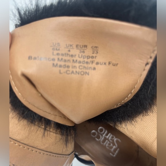 Franco Sarto Canon Combat Leather Boot with Faux Fur Tongue - Size 6 - Picture 8 of 8